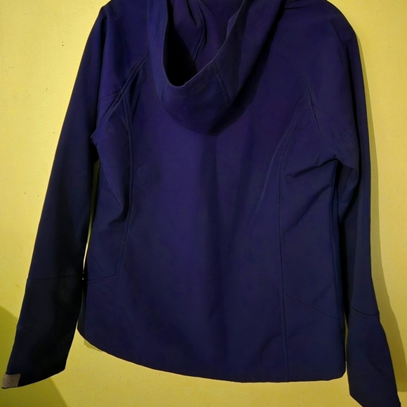 Free Tech Jacket Womens Sz M 8/10 Blue Soft Shell Hooded Full Zip Outdoors - Picture 2 of 3